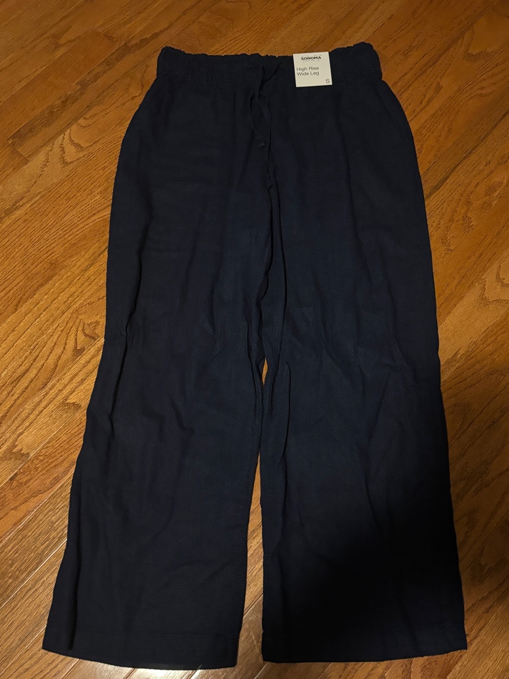 Wide leg pants linen blend navy Sonoma size small brand new with tags